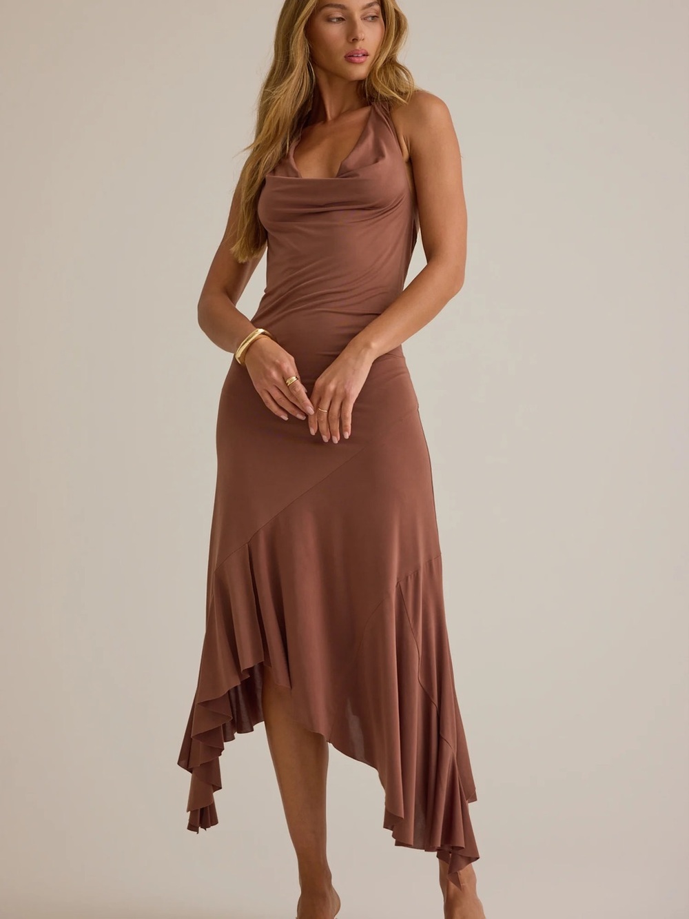 ALTAR'D STATE Joannah Cowl Neck Midi Dress size L NWT